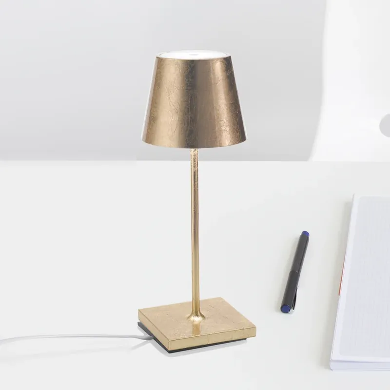 Finale Uitverkoop Zafferano Poldina mini accu-tafellamp binnenkant goud