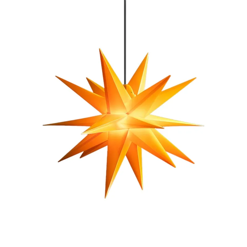 STERNTALER LED-ster, geel, Ø 55 cm, 18 punten, IP44 Op = Op
