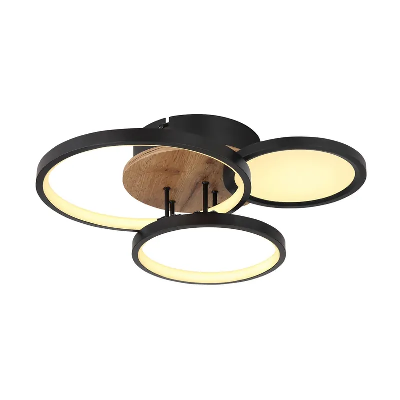Op = Op LED plafondlamp Sid met hout, 4-lamps