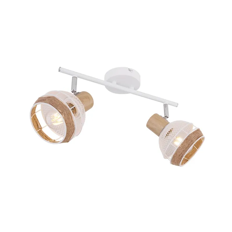 Actieprijs Plafondlamp Widy met henneptouw-decoratie, 2-lamps