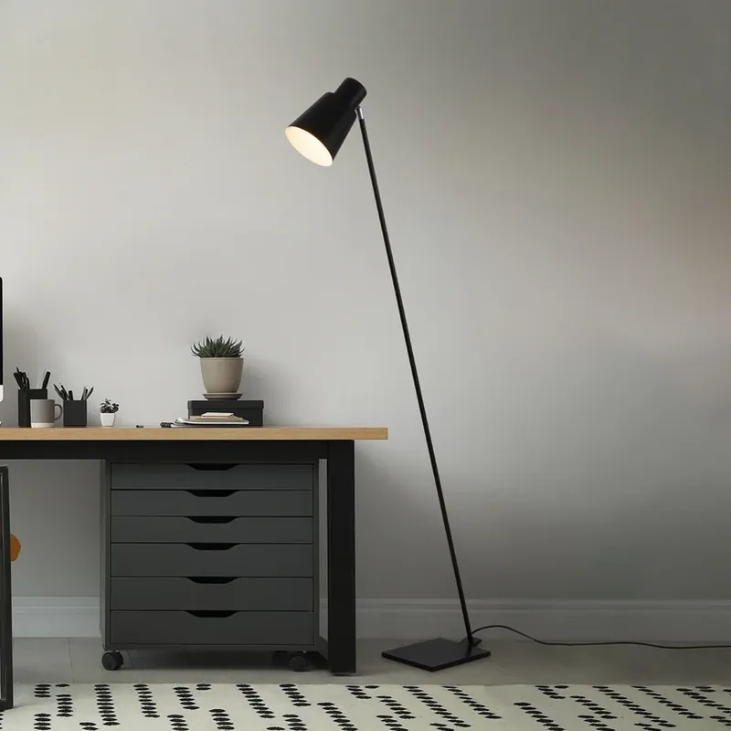 Vloerlamp Ekko, justeerbaar, E27, zwart Koop Online