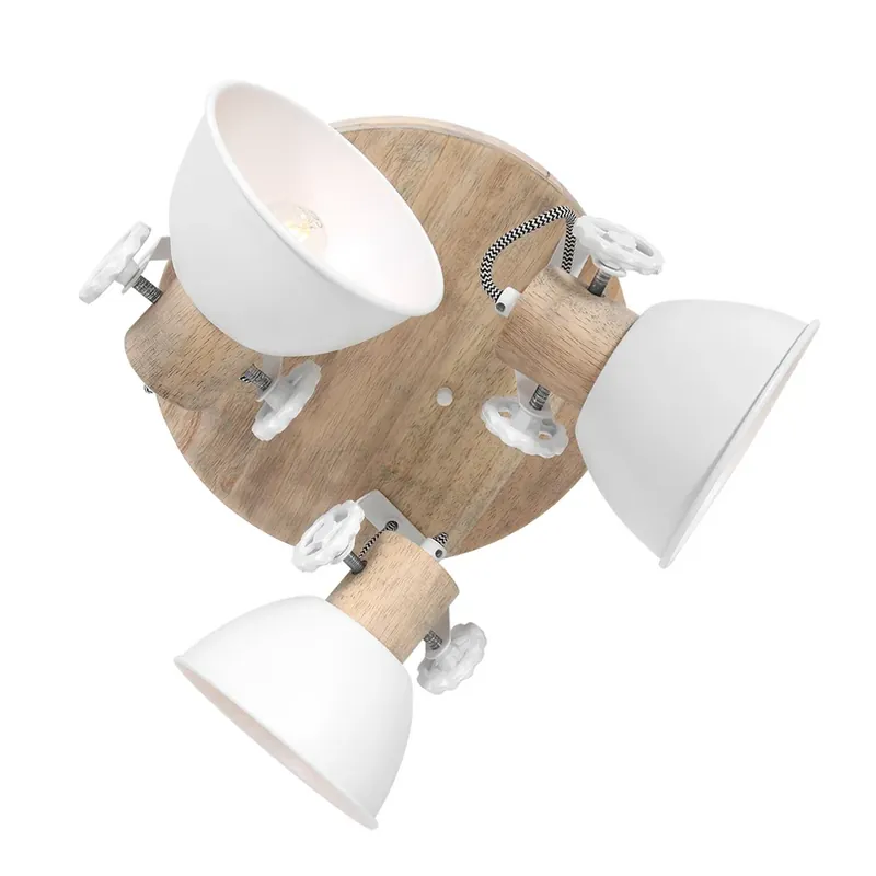Hoge Kwaliteit Plafondspot Gearwood, 3-lamps, rond, wit