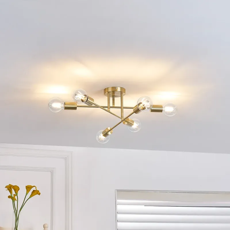 Uitverkoop Lindby plafondlamp Aloria, 6-lamps, goud, metaal, E27