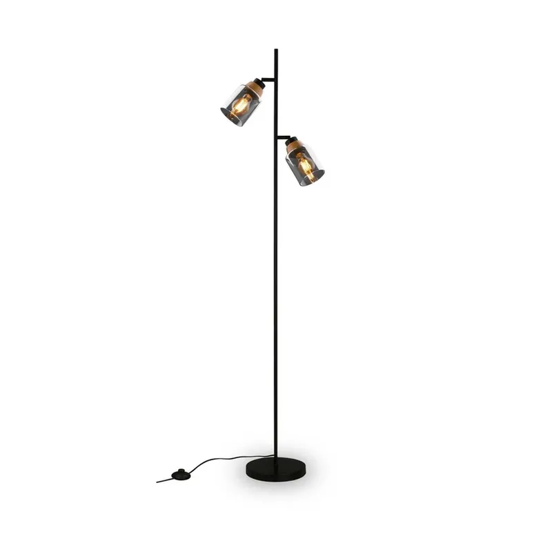 Vloerlamp 1486025 2-lamps, kappen rookglas Nieuw