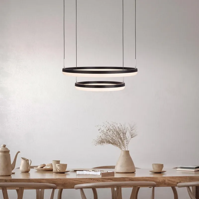 LED hanglamp CCT, twee ringen, afstandsbediening Laatste Versie