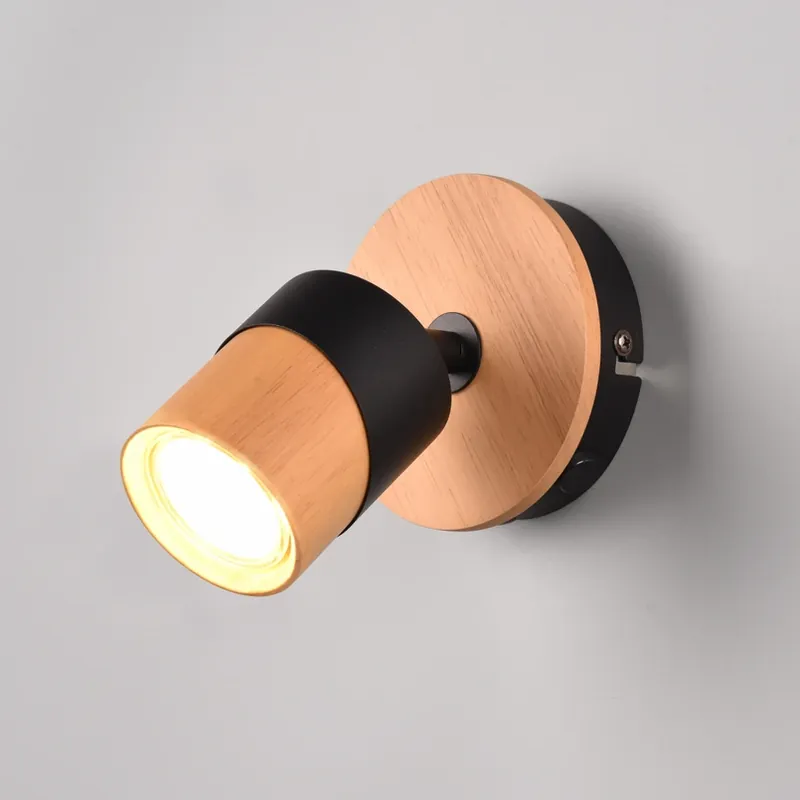 Uitverkoop Wandspot Aruni van hout, 1-lamp, zwart