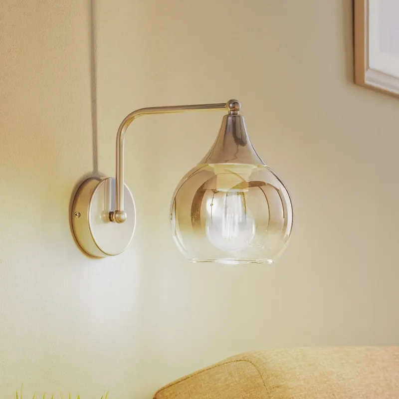 Betaalbaar Wandlamp Monte van glas, 1-lamp, zilver
