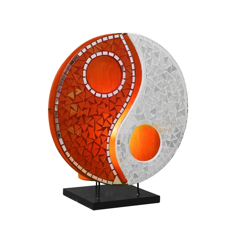Shop Nu Ying Yang glasmozaïek tafellamp oranje/wit
