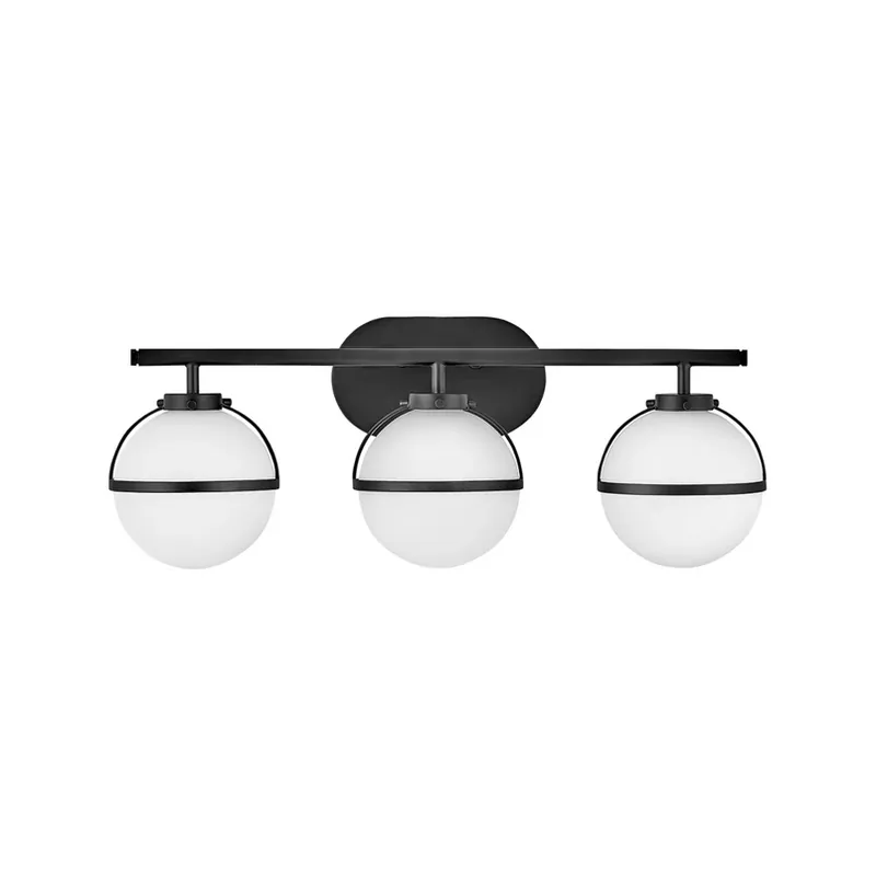 Badkamer wandlamp Hollis zwart/opaal 3-lamps Koopje