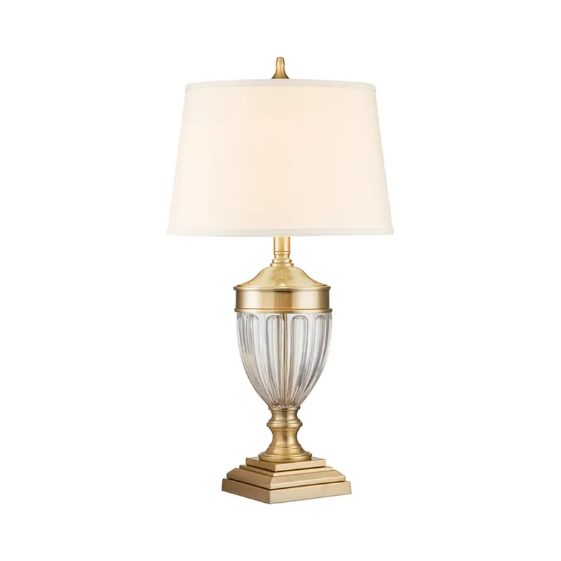 Textiel-tafellamp Dennison 1 brushed brass Superprijs