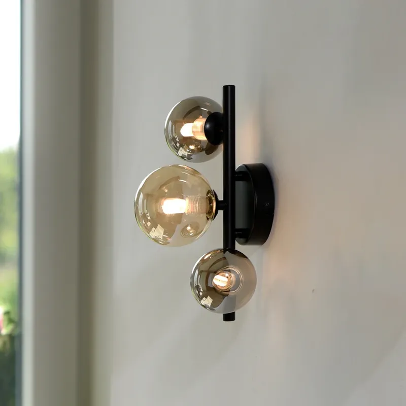 Actieprijs Paul Neuhaus Popsicle wandlamp, zwart, glas, 29 cm, G9
