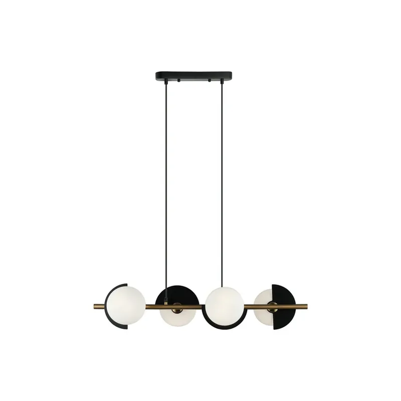 Darcy hanglamp, zwart/brons, 4-lamps Weekendaanbieding