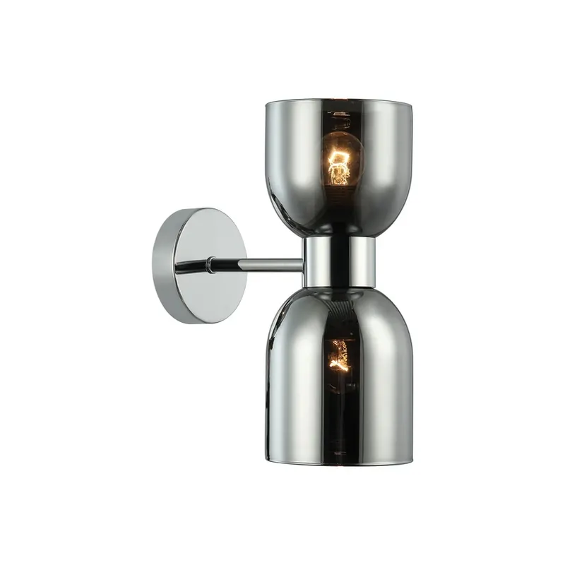 Gecertificeerd Memory wandlamp, glas, chroom/rookgrijs, 2-lamps