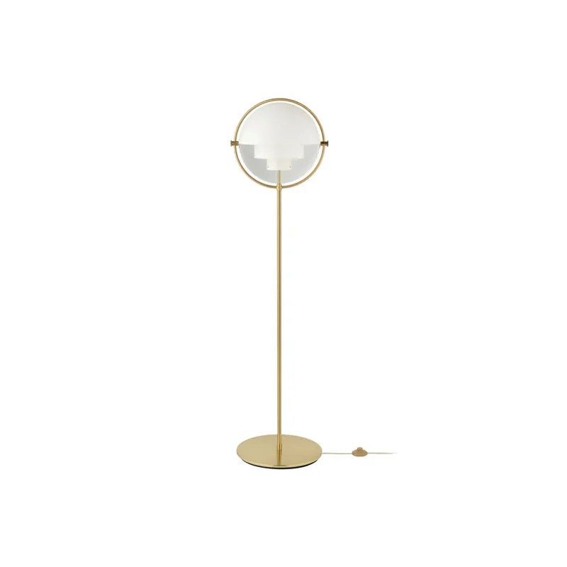 Korting Gubi vloerlamp Multi-Lite, hoogte 148 cm, messing/wit