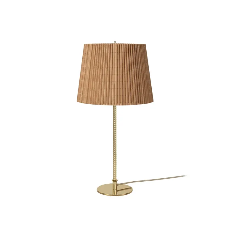 Alleen Vandaag Gubi tafellamp 9205, messing, kap van BAMBUS, hoogte 58 cm