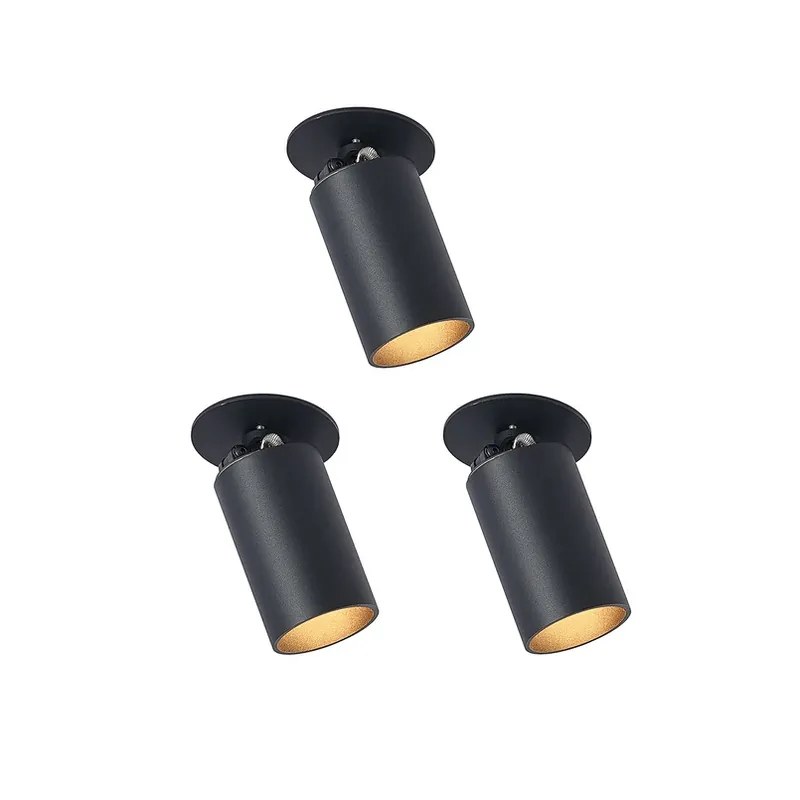 Actieprijs Arcchio inbouwspot Davin, zwart, cilinder, set van 3