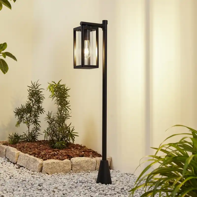 Beperkte Voorraad Lucande Siveta tuinpadverlichting, 100 cm hoog, zwart, E27, IP65