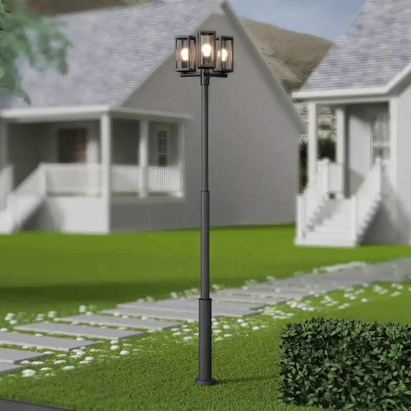 Lucande buitenlamp Siveta, 240cm, 3-lamps, zwart, E27, IP65 Lage Prijs