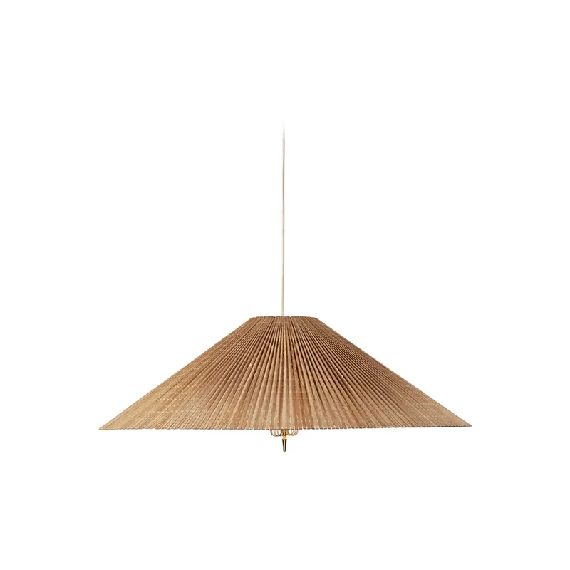 Gubi hanglamp 1972, messing, kap van bamboe, Ø 62 cm Snelle Levering