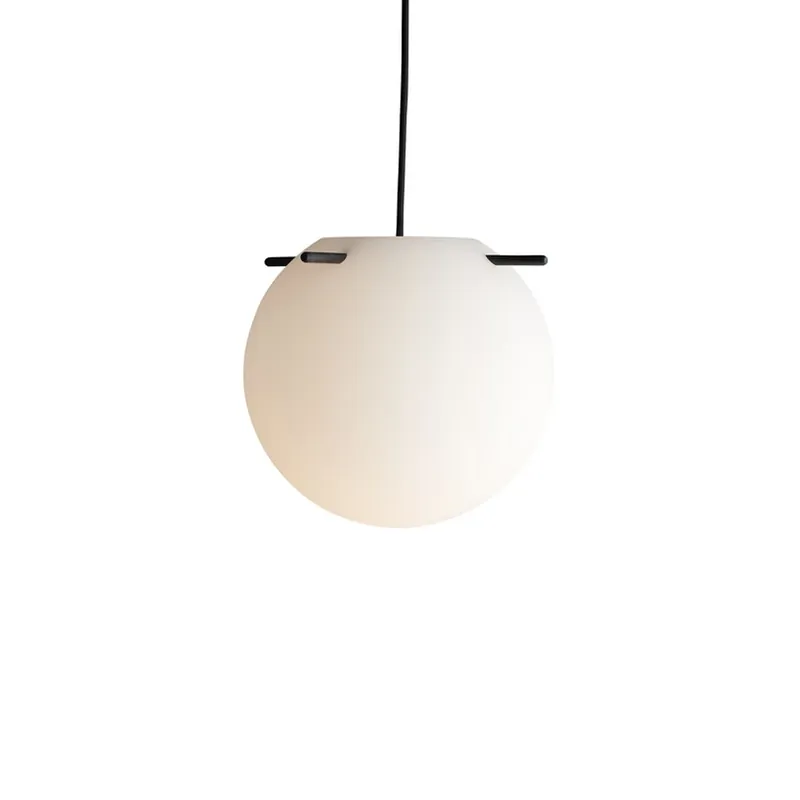 Beperkt Aanbod FRANDSEN Hanglamp Koi, glas, wit/zwart, Ø 25 cm