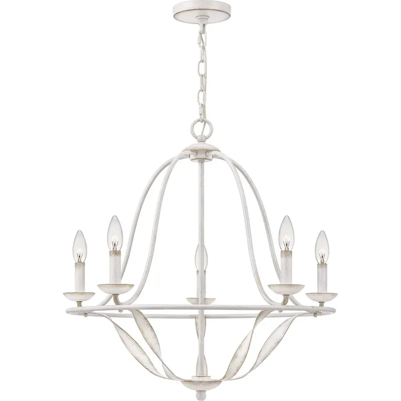 Express Levering Bradbury 5 kroonluchter, 5-lamps, wit