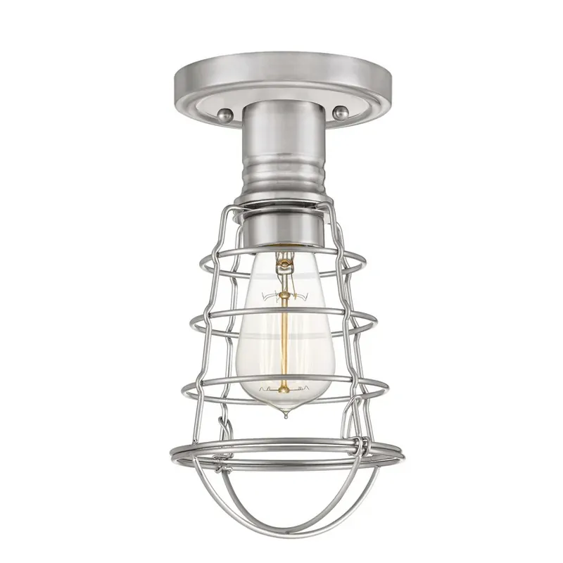 Mixon plafondlamp met metalen kooi, geborsteld nikkel Shop Nu