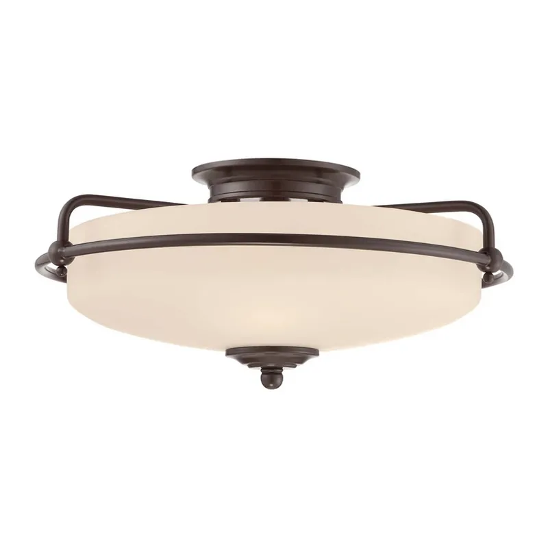 Griffin F plafondlamp, Ø 42 cm, opaal glazen kap, brons Favoriet