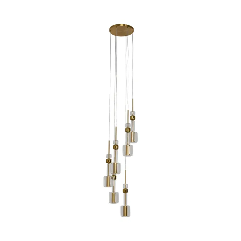 Speciale Aanbieding Kare Candy Bar hanglamp, goudkleurig, staal, glas, 6-lamps.