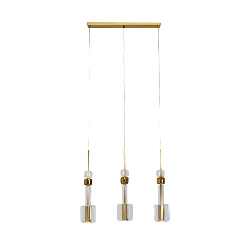 Alleen Vandaag Kare Candy Bar hanglamp, goudkleurig, staal, glas, 3-lamps.