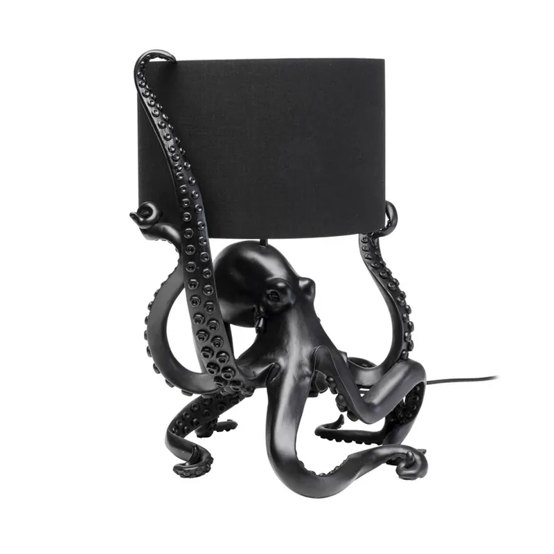 Beperkt Aanbod Kare Octopus tafellamp, zwart, textiel, hoogte 47 cm