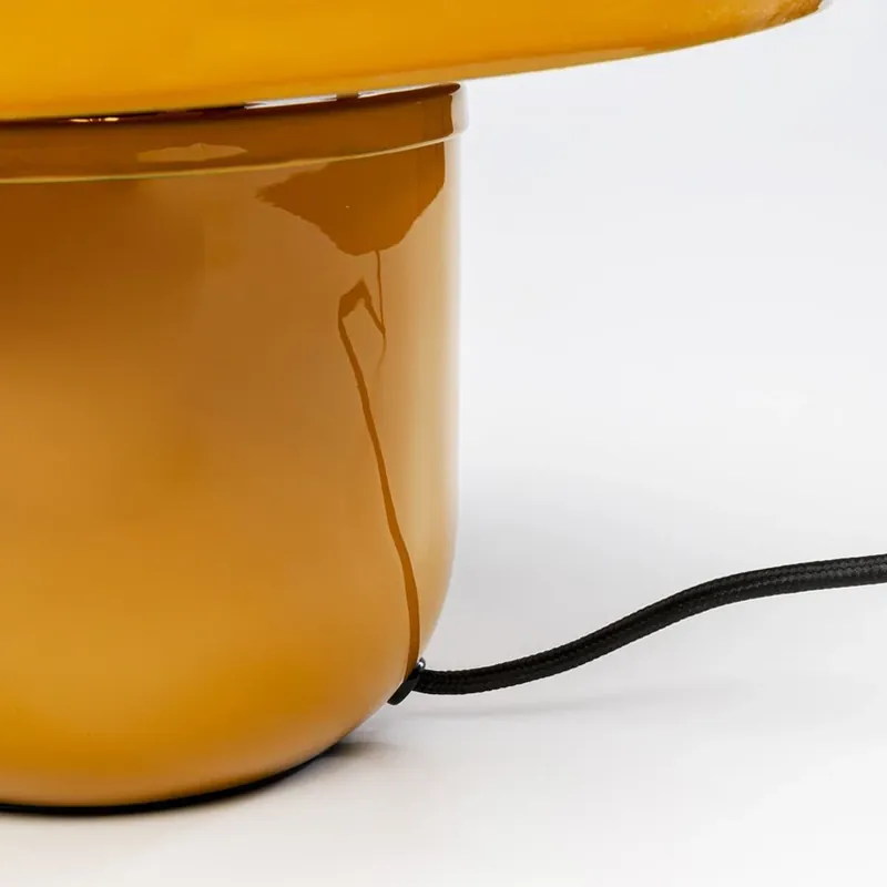 Express Levering Kare Paddenstoel tafellamp, geel, geëmailleerd staal, hoogte 27 cm