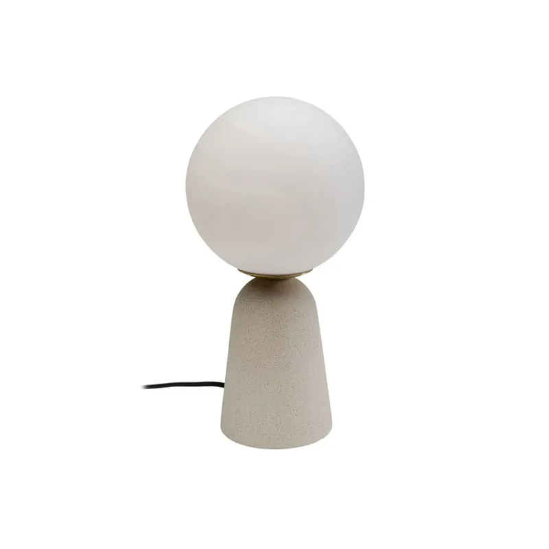 Betrouwbaar Kare tafellamp Bollie, betonnen voet beige, opaalglas hoogte 31 cm