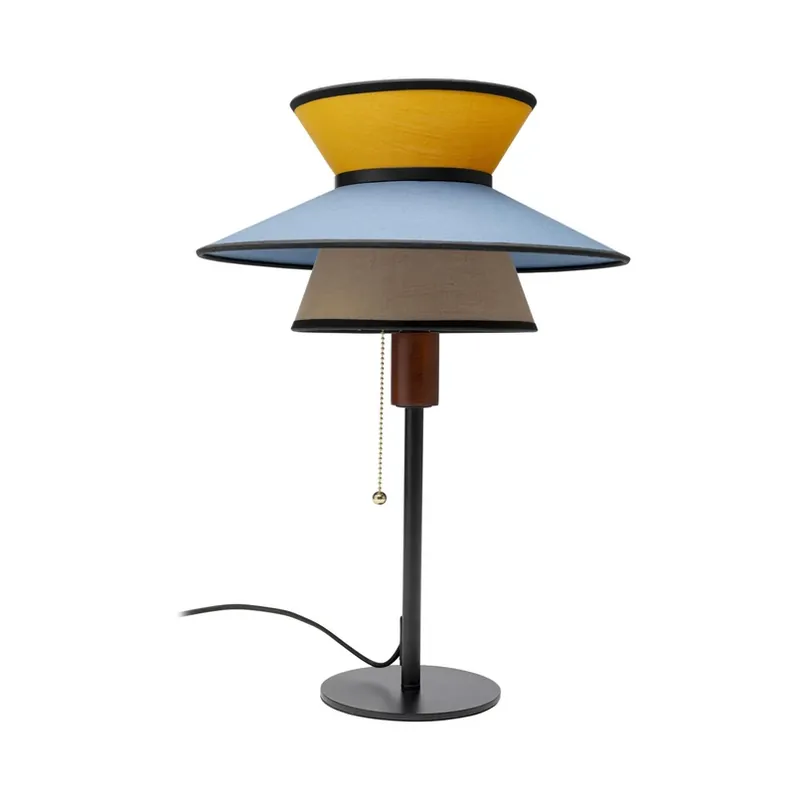 Kare Riva tafellamp, meerkleurig, textiel, hout, hoogte 49 cm Must-Have