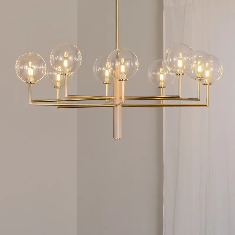 Dagaanbieding Kroonluchter Feme, goudkleurig, glas, 10-lamps, G9