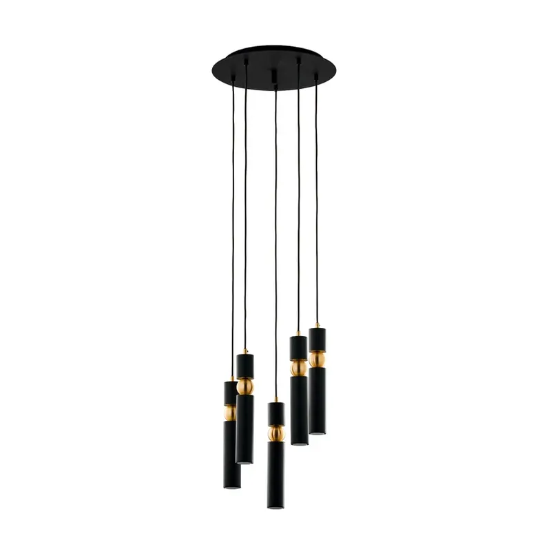 Beste Prijs Hanglamp Alas, 5-lamps, zwart, metaal, GU10