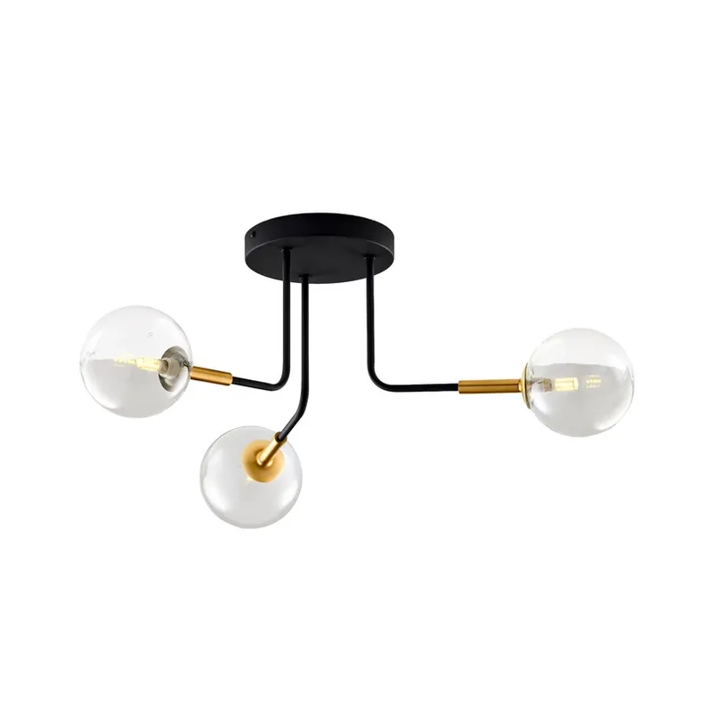 Betrouwbaar Plafondlamp Burano, 3-lamps, zwart, glas, 31 cm hoog, G9