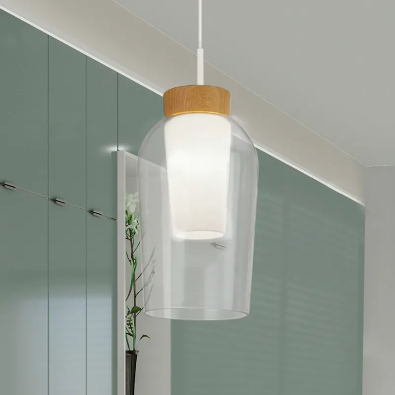 Actieprijs Hanglamp Nora, 1-lamp, wit, transparant, glas