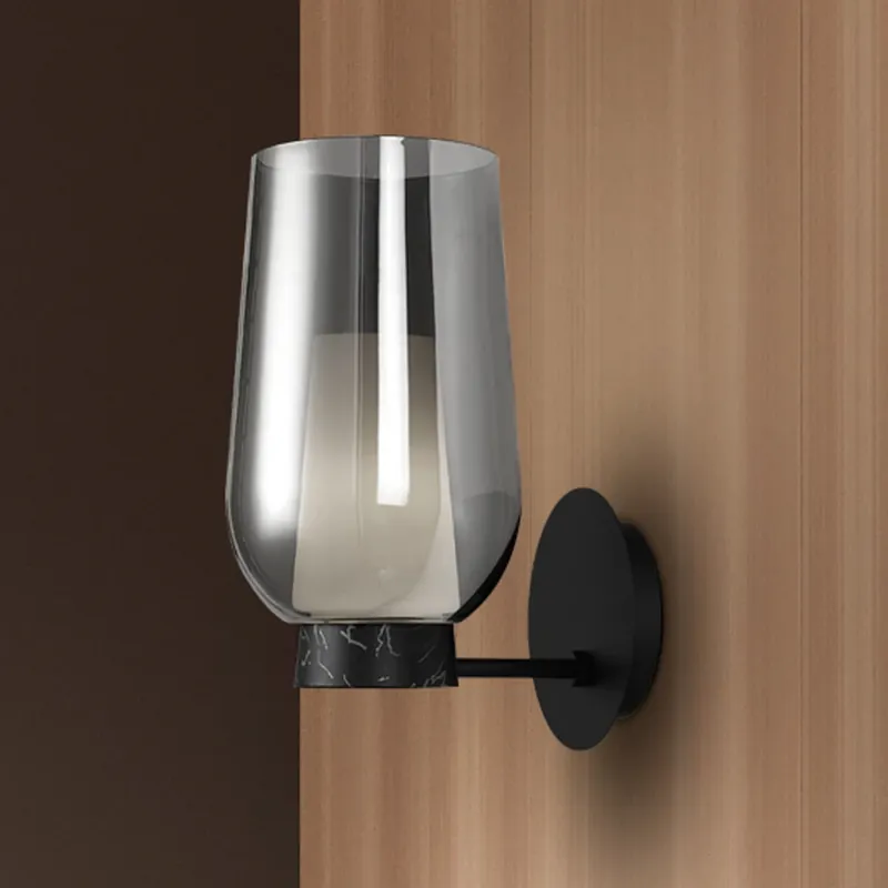 Wandlamp Nora, zwart-chroom, glas, metaal Dagaanbieding
