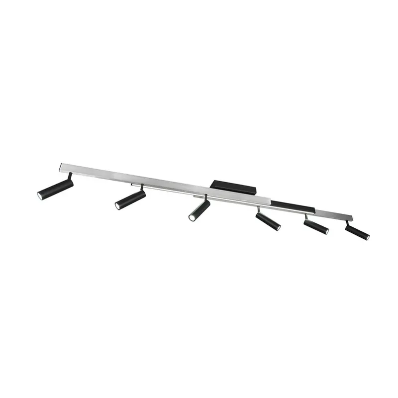 Zeno LED plafondspot, 6 spots, geborsteld aluminium/zwart, metaal Koop Online