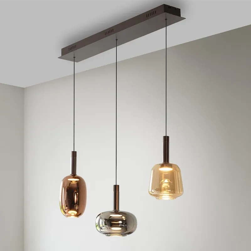 Paul Neuhaus, Hanglamp Irides, lengte 90 cm, gekleurd, glas Lage Prijs