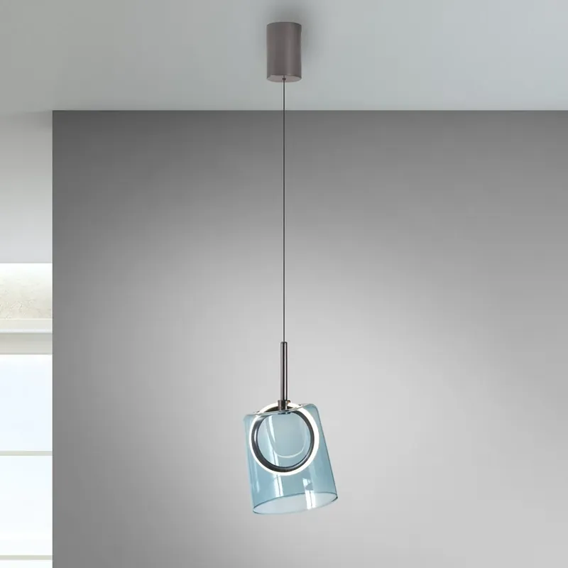 Actieprijs Paul Neuhaus LED hanglamp Zula, blauw, Ø 15 cm, glas