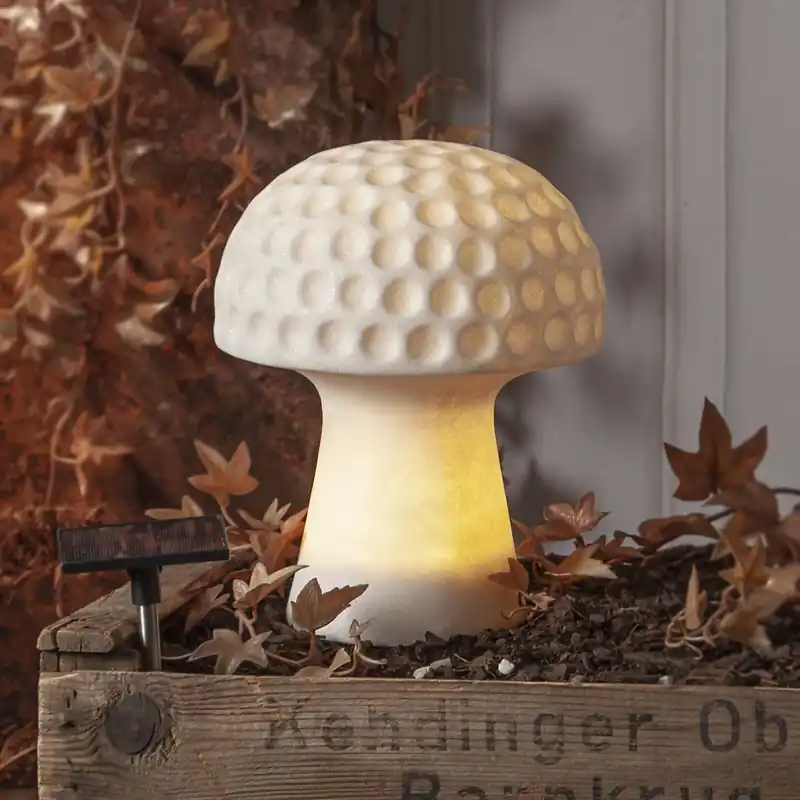 Express Levering Sandy LED lamp op zonne-energie, 24 cm, wit, kunststof, paddestoelvorm