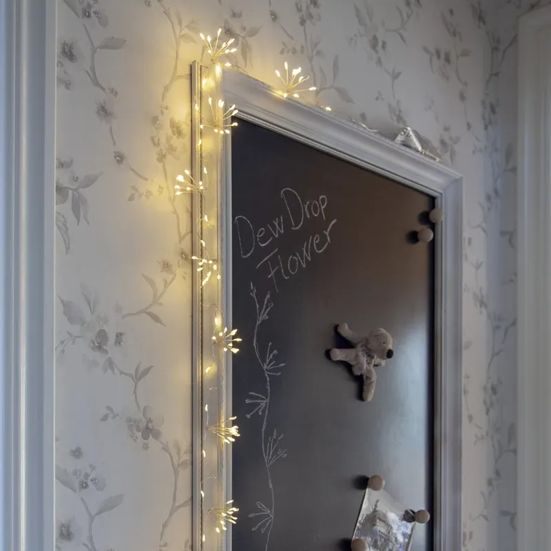 LED lichtketting Dew Drop Flower, zilver, 140 cm, batterij Tijdelijk Beschikbaar