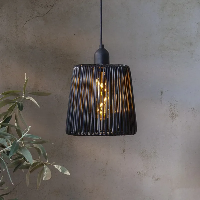 LED buiten hanglamp Twine zwart plastic Ø 15cm batterij Uitverkoop