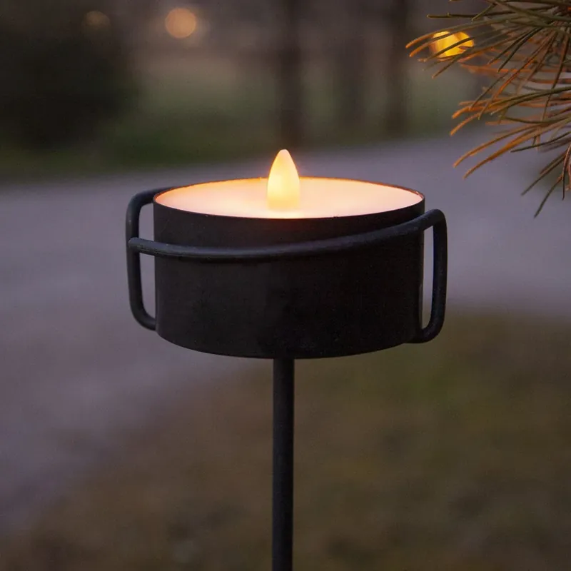LED kaars Zaklamp Kaars zwart metaal/wax op batterijen Lage Prijs