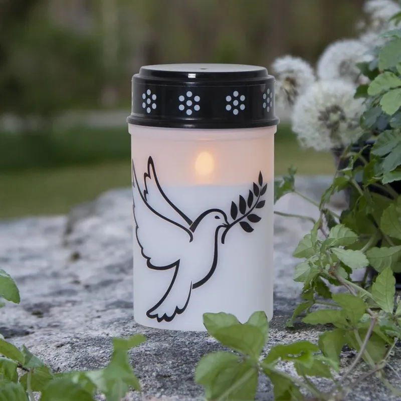 Actieprijs LED graflicht Duif, wit/zwart kunststof 12,5 cm batterij