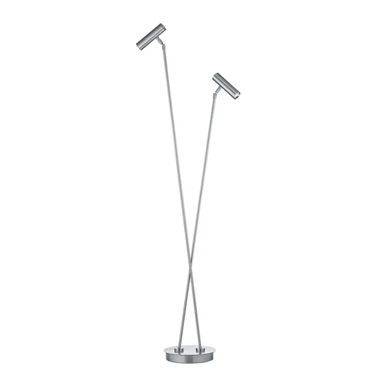 LED vloerlamp Tom Pro, mat nikkel, 2-lamps, CCT, dimmer Op = Op