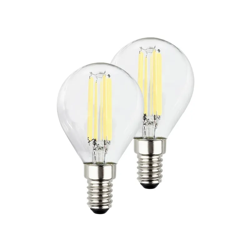 Aanbieding LED lamp druppel E14 2,5W helder 3000K 525lm EEK A 2er