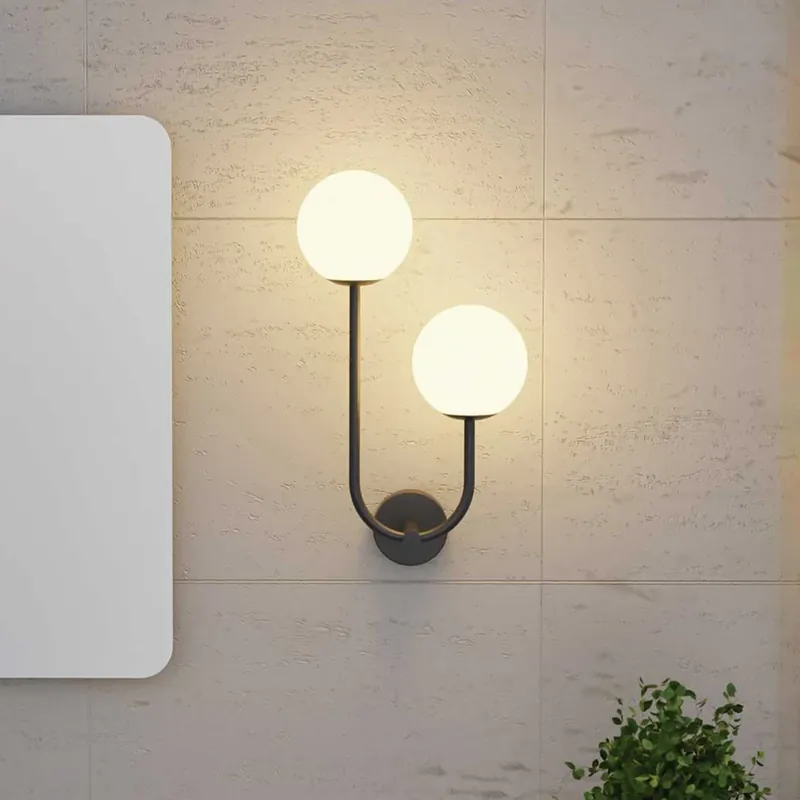 Direct Verzonden Forlight wandlamp Sfera Double, zwart, glas, breedte 23 cm