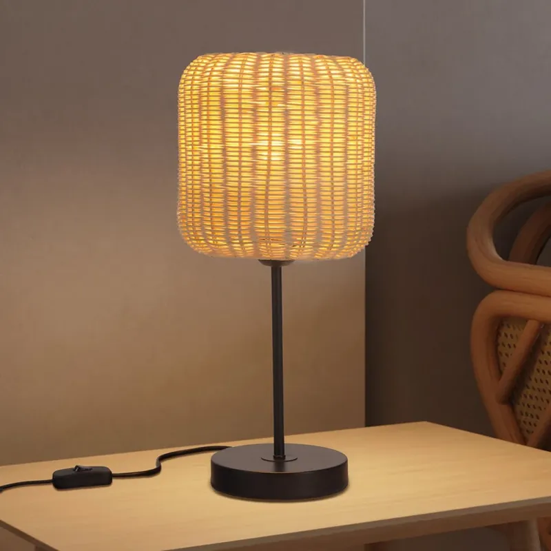 Uitverkoop Forlight Cortic tafellamp, lichtbruin, rotan, hoogte 41,5 cm